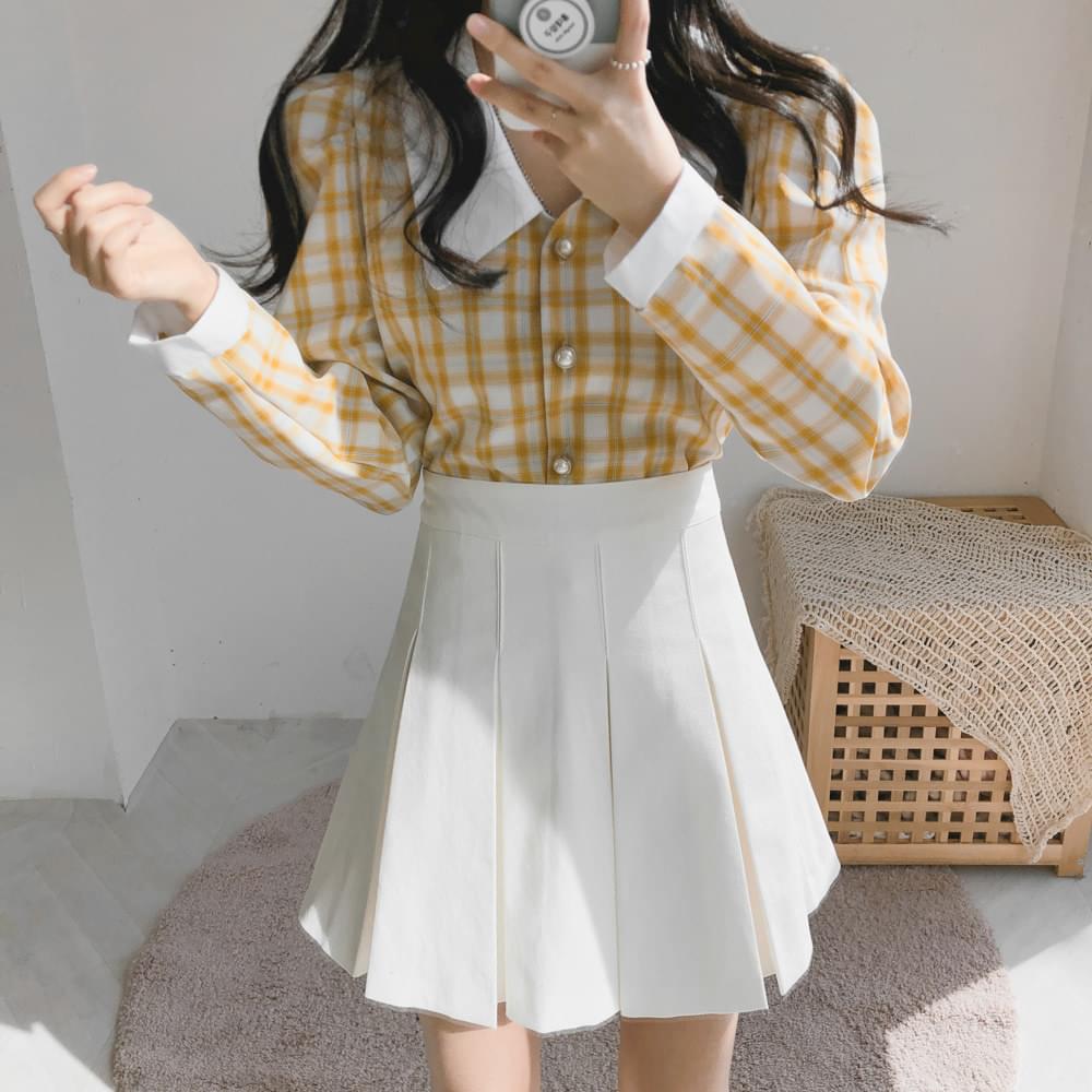 Lees Big Collar Check Blouse