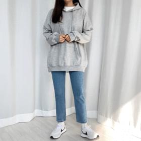 모이 포켓 무지 후드티
