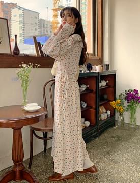 ミニフラワーストリングロングワンピース