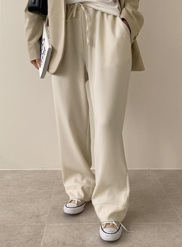 Silky banding pants / cream