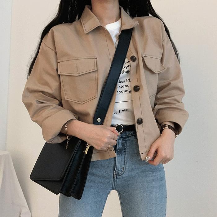 코튼 스티치 숏자켓