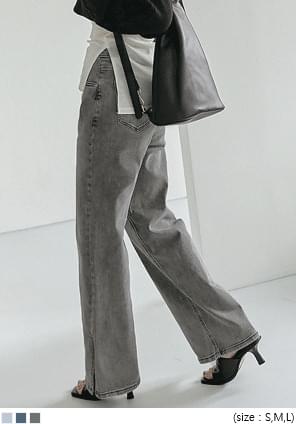 Slit Hem Straight Loose Jeans