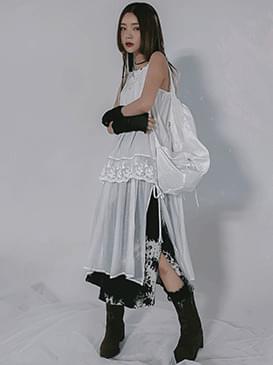 細肩帶緞面洋裝