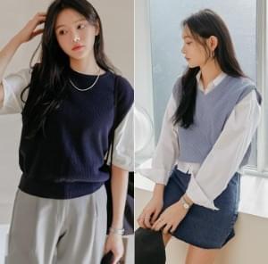 SOMIZ BASIC KNIT VEST - 2 TYPE