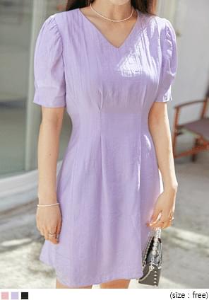 Puff Sleeve A-Line Mini Dress