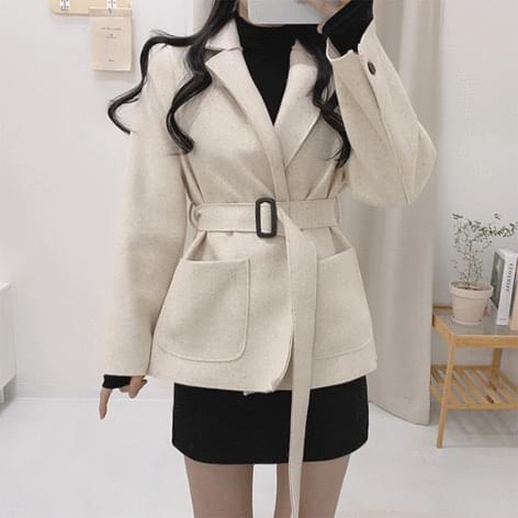 Cuming waist belt half coat jacket