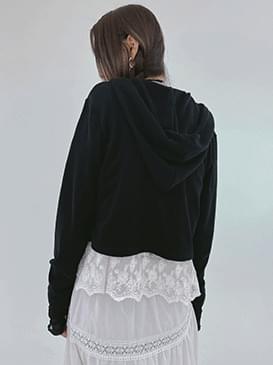 Cropped earth hooded cardigan