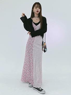 Bustier two-tone flower long Dress