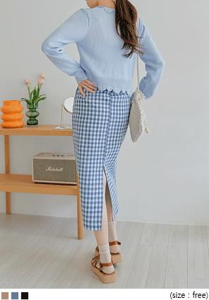Gingham Check Long Skirt