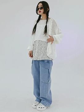 Cargo Wide Enka Denim Pants