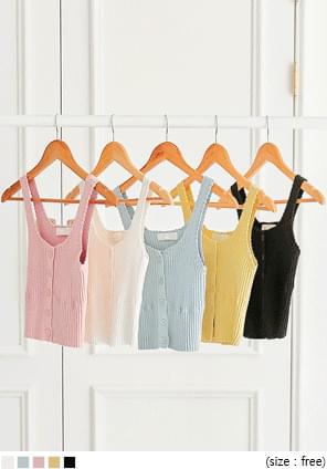 Square Neck Ribbed Sleeveless Top