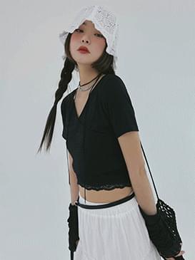 Cropped wind wrap T-shirt