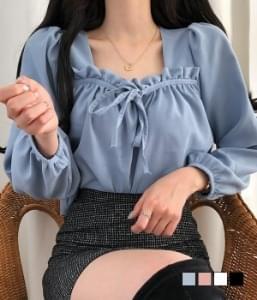 Bael ribbon square-neck blouse