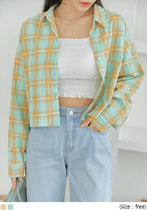 Check Boxy Cropped Shirt