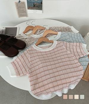 알로 트위드 반팔 니트