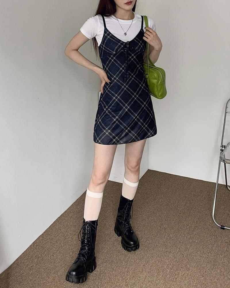 細肩帶緞面洋裝