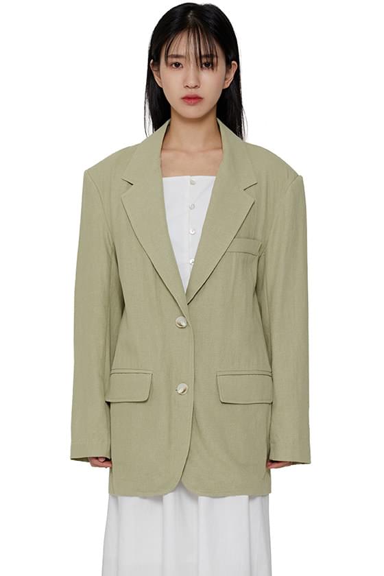 Muted linen single blazer