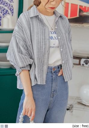 Stripe Pattern Boxy Shirt