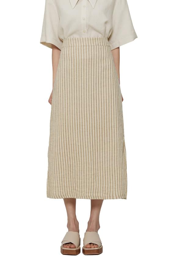 Cover Stripe Linen Long Skirt
