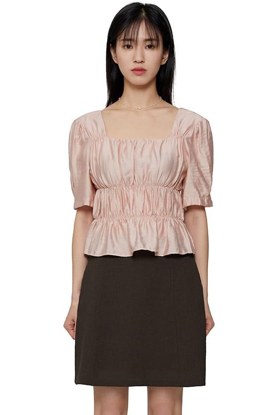 Rosy Shine shirred blouse