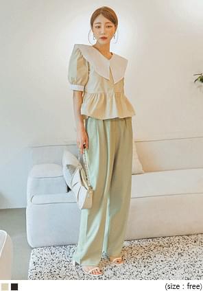 NELLY COLORING BIG COLLAR 1/2 BLOUSE
