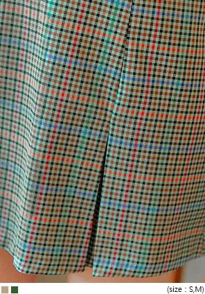 RUKEN CHECK SLIT MINI SKIRT