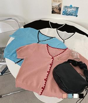 Moroda color wave short sleeve cardigan