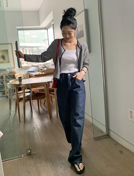 Raw wide denim pants