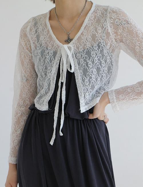 Lace ribbon cardigan