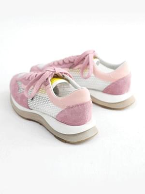 Remarkable Leather Mesh Sneakers 3cm