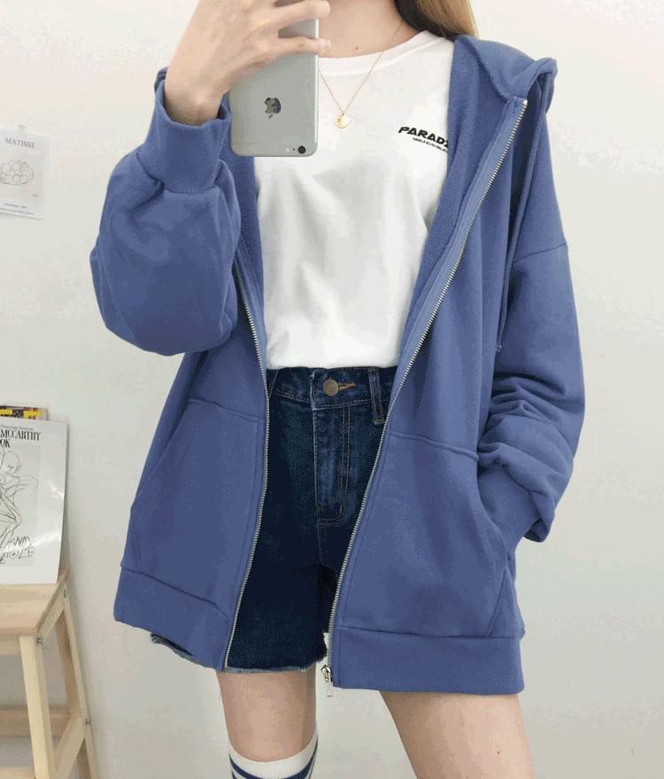 Oversized zip up hoodie blue Clearance