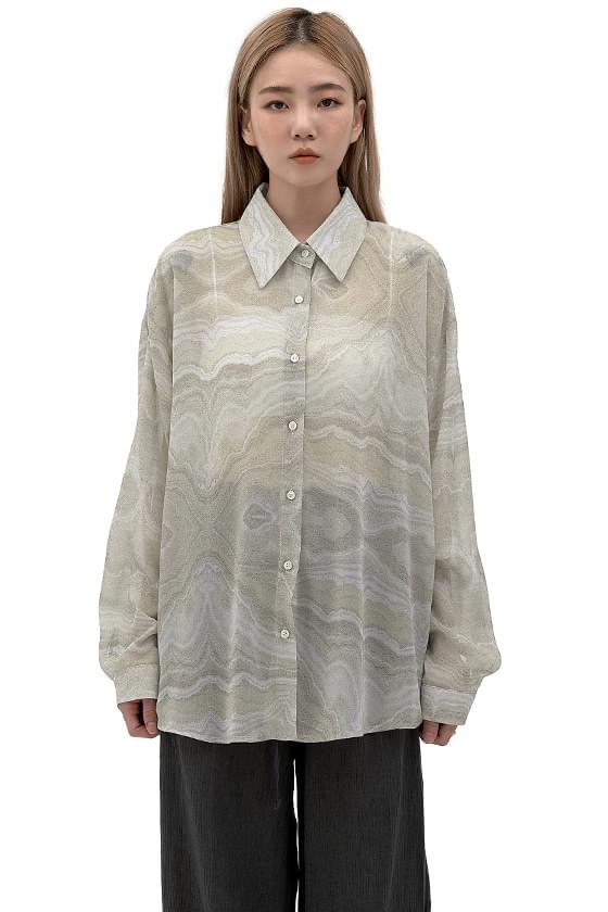 sheer marble overshirt