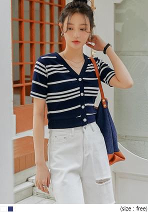 V-Neck Striped Cardigan