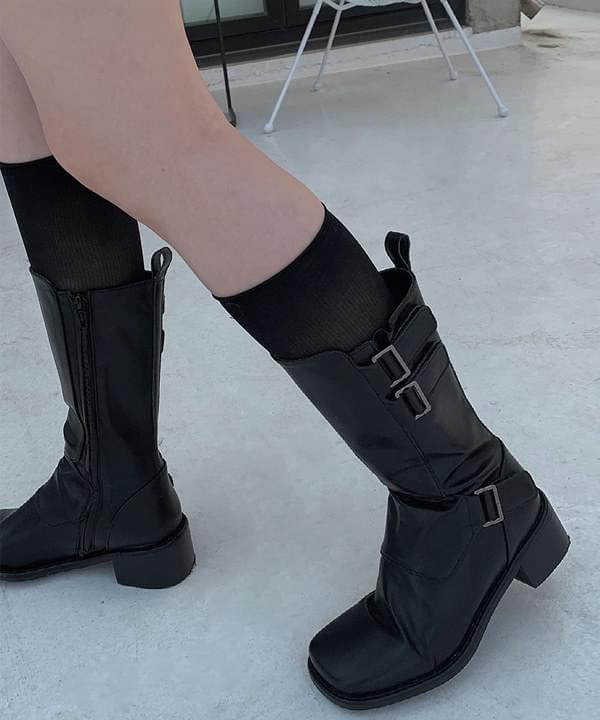 three buckle long boots