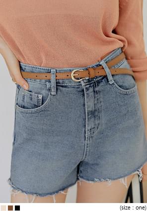 Gold-Tone Buckle Slim Belt