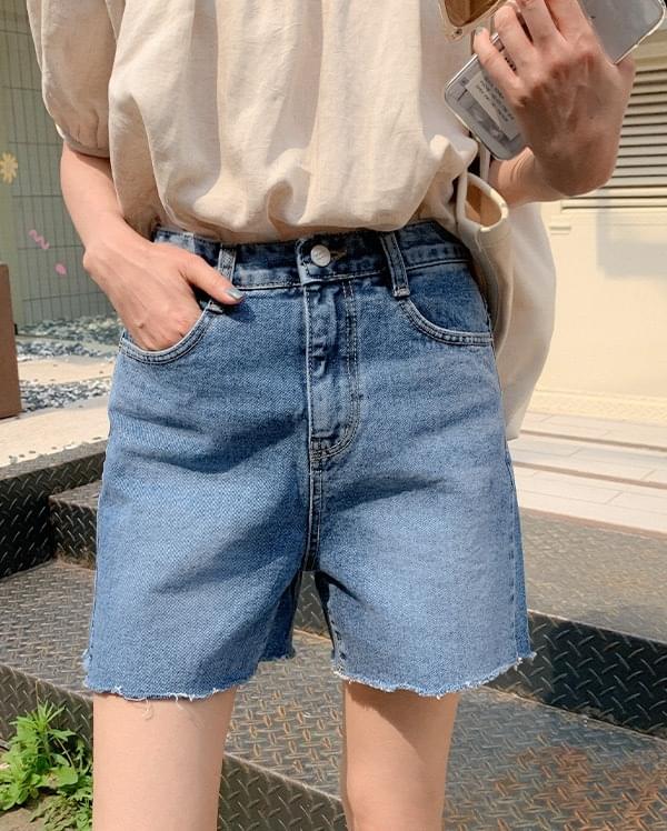 Root Cut Half Denim Pants