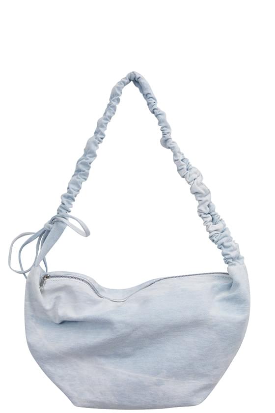 Tie-shirring cotton shoulder bag