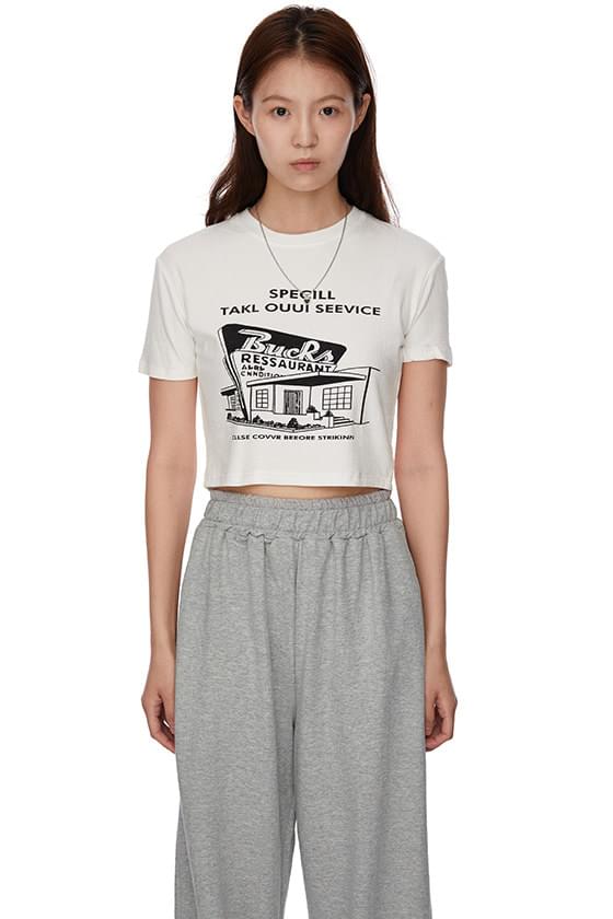 house print cropped T-shirt