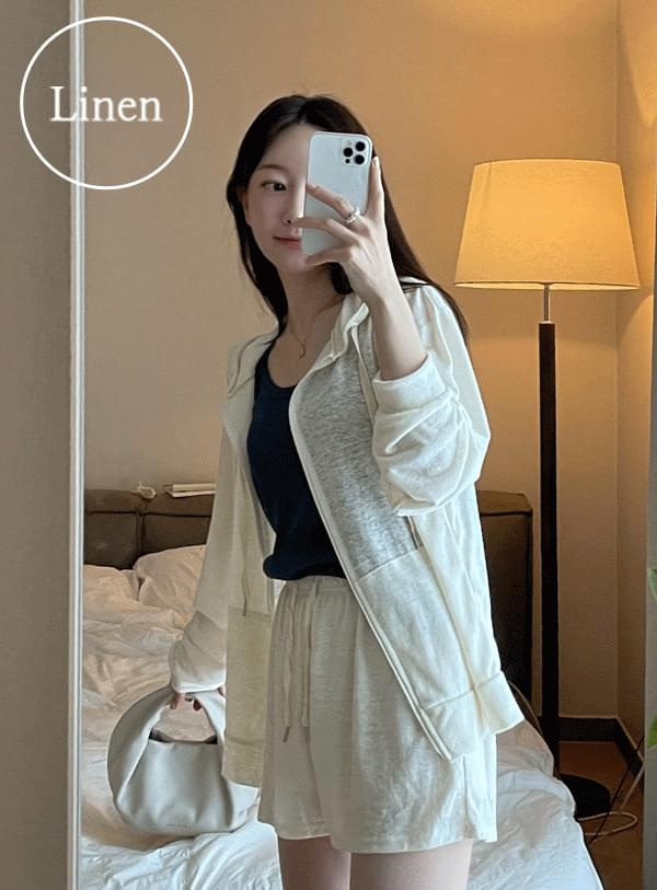 Bijou Linen Hood Zip Up