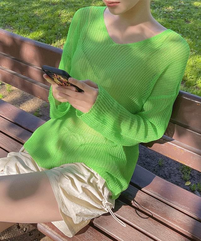 Beman V-Neck Summer See-through Knitwear