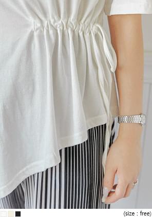 Asymmetrical Hem Drawstring T-Shirt