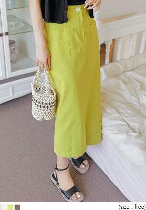 Linen Blend Straight Long Skirt