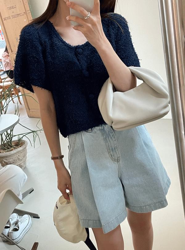 Pintuck Denim Shorts