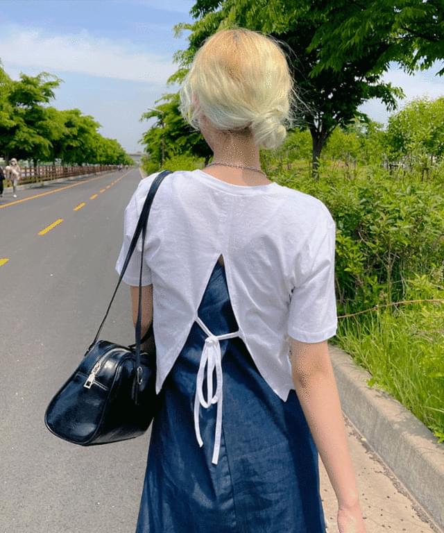 Conway back slit short sleeve T-shirt