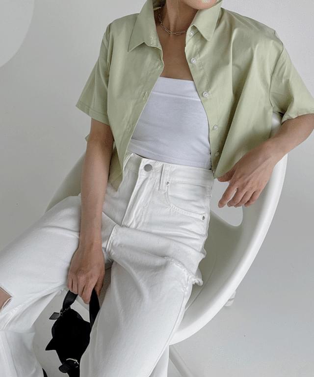 Tendo Basic Crop Short Sleeve Shirt