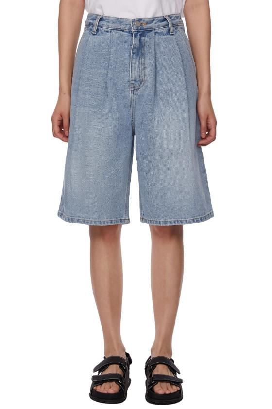ARoom Pintuck Bermuda Denim Shorts