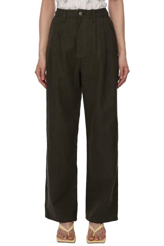Hake linen-to-pintuck trousers