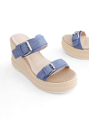 Chamomile wedge mules slippers 9 cm