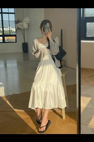 New 5% Milk Cream Sleeveless Long Dress