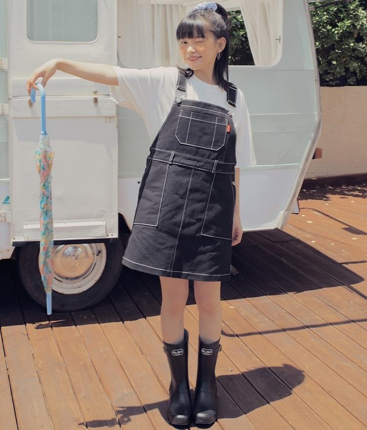 Heart Stitch Overall Dress (Black) AKALI ver.